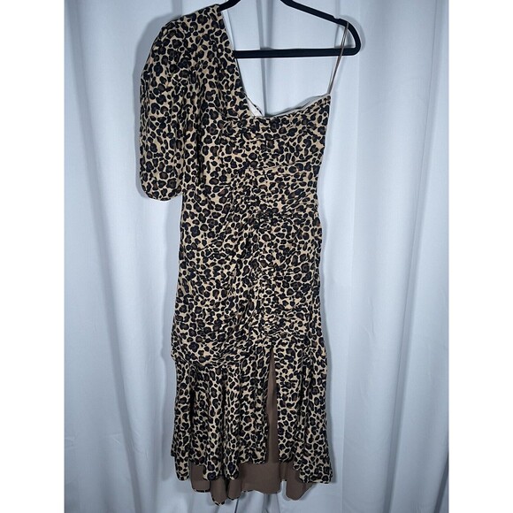 Jonathan Simkhai One Shoulder Leopard Print Dress Size 10 - Picture 7 of 16